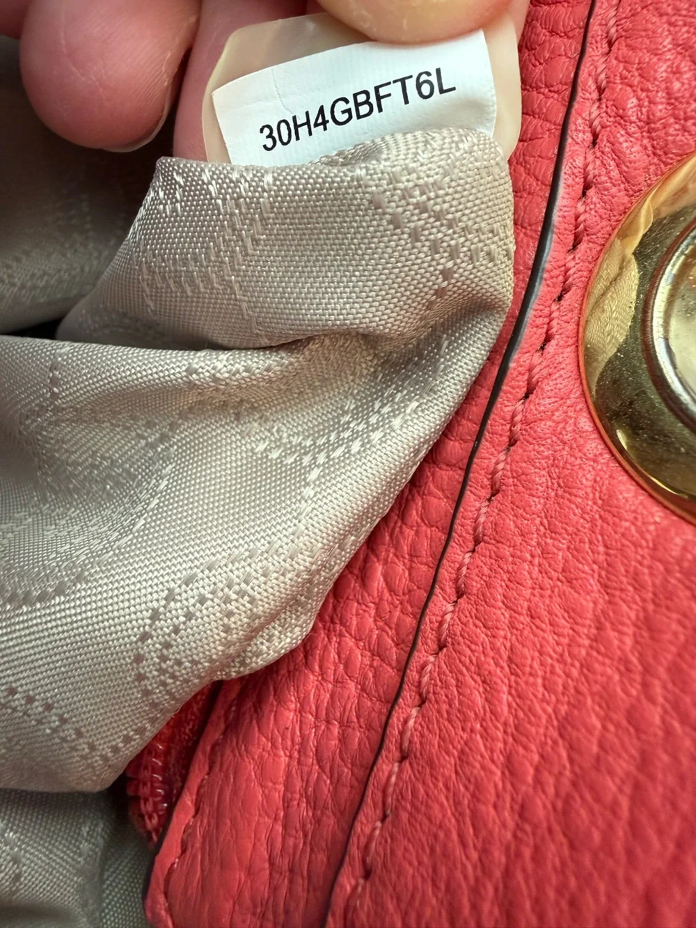 Michael Kors Bedford Coral Pink Pebbled Leather Tote 30H4GBFT6L